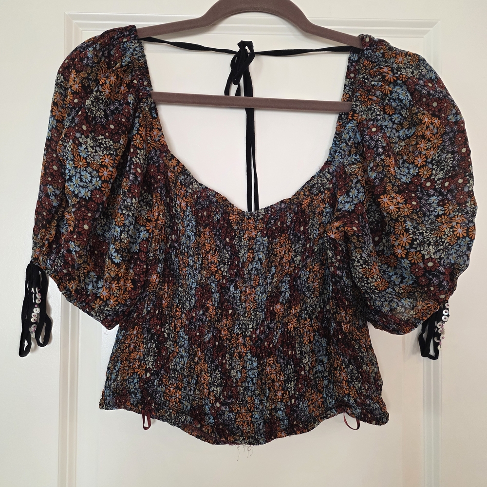 Free PeopleFloral Puff Sleeve Top